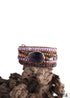 Boho Bracelet, RH 5 Layers Leather Wrap Bracelet, Natural Stones, Crystal Silver